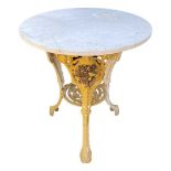 Marble Topped Victorian Style Painted Cast Iron Garden Table 68 x 62cm