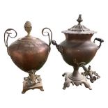 Two 19th Century Copper Samovar Urns 47cm & 42cm