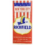 Richfield Gasoline c1950 Advertising Street Map of Manhattan