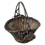 Antique Chinese Silver Filigree Miniature Novelty Basket, 17g