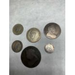 1795 Silver 2 Pence High Grade, 1725 Silver Shilling, plus others