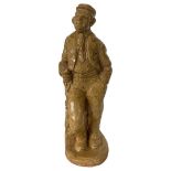 A Signed and Studio Stamped Pottery Figure of an Old Man by Hilda Humphreys