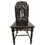 A Chinese Heavily Carved 19th Century Hall Chair
