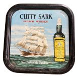 Vintage Enamelled Metal 'Cutty Sark' Scotch Whisky Advertising Tray 35cm