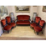 A 5 Piece Edwardian Salon Sofa and Chair Set