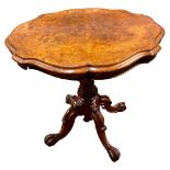 Pie Crust Walnut Occasional Table Raised on Quatrefoil Carved Legs