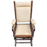 Mahogany Framed Upholstered Child's Rocking Chair