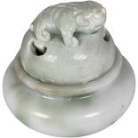 Antique Chinese Carved Jade Censor with Toad Lid 543g