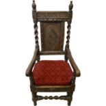 Queen Anne Oak Framed Throne Chair, 1703.