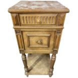 Marble Topped Pine Bedside Table