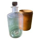 Treen Flask Bottle Holder and Bottle and Stopper