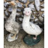 2 Painted Stone Geese