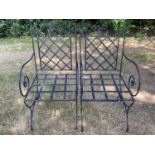 Pair of Wrought Iron Garden Armchairs 97cm