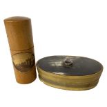 A Scottish Mauchlin Ware 'Elie' Pot & Cow Horn Snuff Box