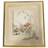 Fine Watercolour by Barry E. Ward. 'Field Mice by Toadstools'