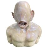 Unusual Handmade Porcelain Bust of an Alien. Signed 'LOU 2012'
