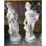 Pair of composition stoneware garden figures