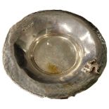 Hammered Handmade Silver Isle of Man Dish. London 1981