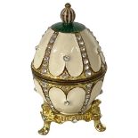 An Enamelled Egg with Gilt Metal and Inset Paste Stones
