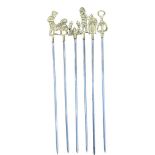 6 stainless steel kebab skewers with various designs