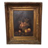 19th Century - Henry Clare? Still Life, Oil On Board with an antique frame dated 86? possibly 1886