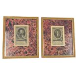 A pair of 18th Century French prints of Jean de la Fontaine and Charles risen. Framed.