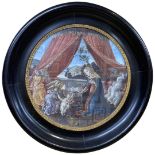 A Regency Circular Ebonised Frame with Gilt Slip. Botticelli print of the Virgin and Child. Probably