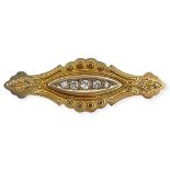 Antique 9ct Gold and Diamond 5 Stone Brooch.
