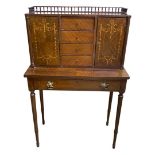 A Good Quality French "Bonheur Du Jour" Ladies Writing Desk, Side Cabinet