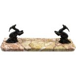 2 Jumping Bronze? Deer on a Marble Base