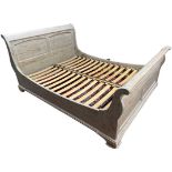 Solid Pine in a Rustic / Vintage Style King Size Sleigh Bed