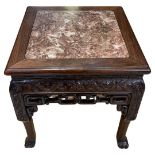 A Good Chinese Hardwood Marble Top Side Table