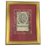 An Early 18th Century Print of the Regent of France, Philippe Duc d’Orleans, hand marbled mount.