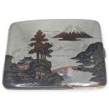 Japanese Silver and Niello Cigarette Case, 110g.