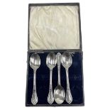 4 x Victorian Silver Teaspoons in a lined box. London 1874 88.4g weight