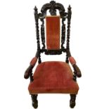 Large 19th Century Good Quality Carved Oak Throne Armchair