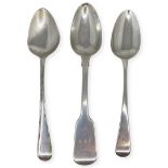 3 Solid Silver Desert Spoons - various makers some AF. 100g