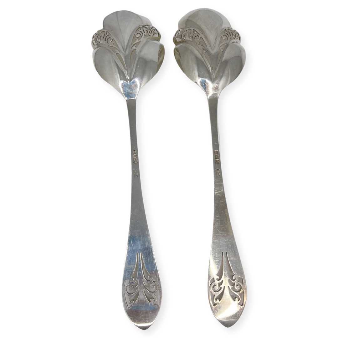 Pair of Silver Pierced Berry Spoons, 136g. London 1904 Mappin & Webb. - Image 2 of 3