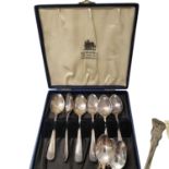 Mixed Lot of 2 Solid Silver Spoons & 9 Plated Tea Spoons 74.7grams of weighable silver