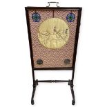 Regency Rosewood Fire screen with later Point d'hongrie Embroidery