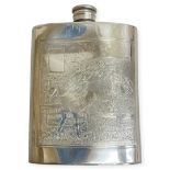 A Pewter Hip Flask with Horse-Racing scenes