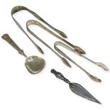 Mixed Lot of Silver Sugar Tongs + other, 88g.