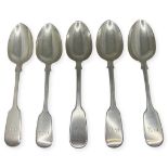 Set of Five Table Spoons, 267g. London 1846 Robert Wallis .