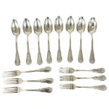 French Silver Plated Cutlery Set, 6 Forks and 8 Spoons.