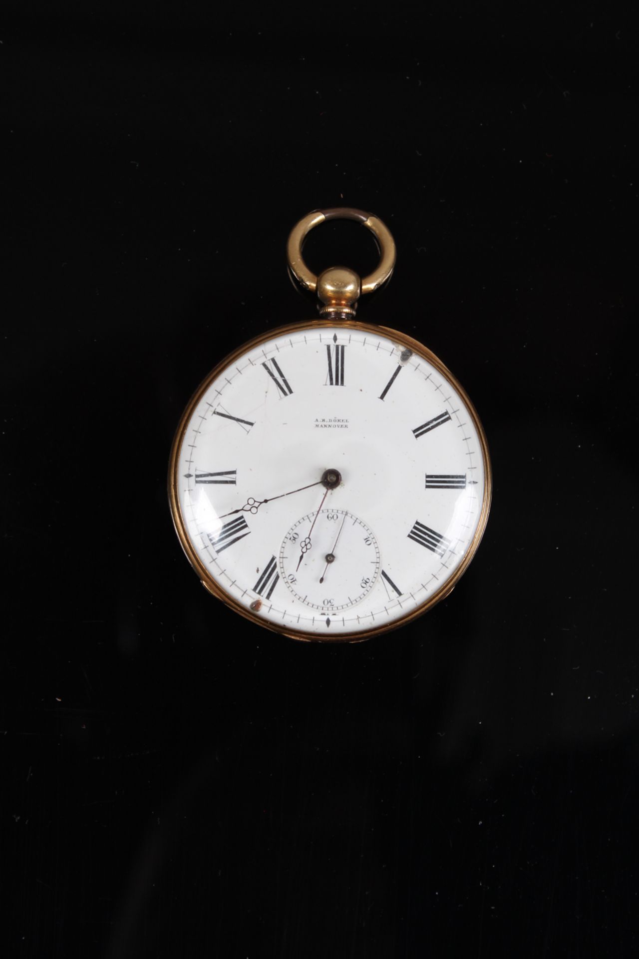 Taschenuhr. GG. 18 K. Marke: A. B.