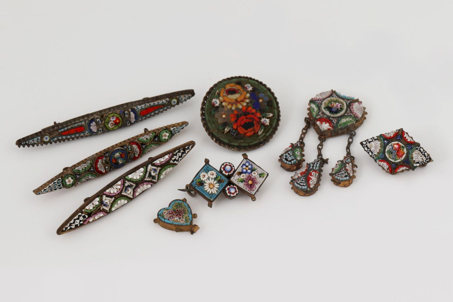 Konvolut Pietra dura/Mikromosaik-Schmuck des 19. Jahrhunderts