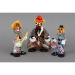 3 MURANO Clownfiguren der 1970er Jahre