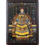 Chinesisches Hinterglasbild mit Porträt des Kaisers Qianlong