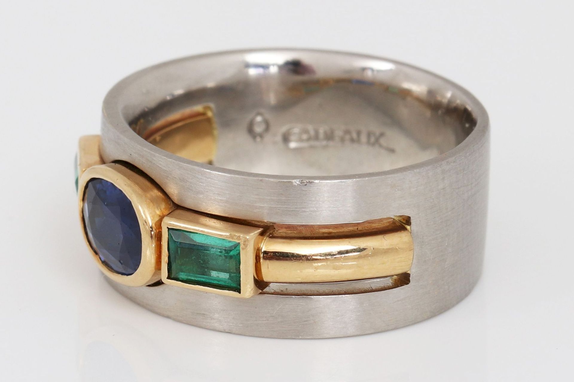 Platin-Ring mit Saphir CADEAUX - Bild 2 aus 4