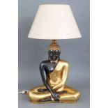 Tischlampe mit Fuß in Form einer asiatischen Buddhafigur
